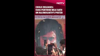 Fans Celebrated The Release Of Rajinikanths New Movie Coolie With Milk Bath On His Poster