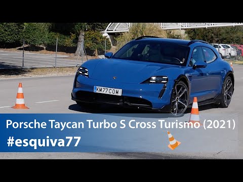 Porsche Taycan Cross Turismo - Maniobra de esquiva (moose test) y eslalon | km77.com