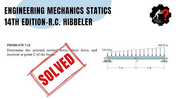 Solved Problem 7.16 | Determine the internal normal force, shear force, and moment at point C