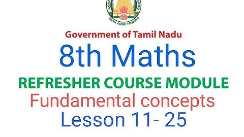 TN Class 8th Maths Refresher Course 2021-2022 | Fundamental Concepts | Lesson 11 - 25 |