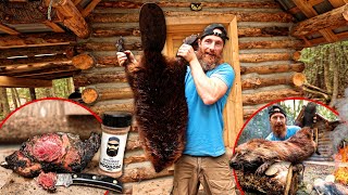 CAVEMAN COOKING the MASSIVE BEAVER (Survival Style!)  Catch, Cleaned, Fire Coal Cooked