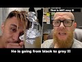 He is bleaching his hair from BLACK TO GREY #hair #beauty