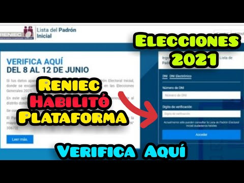 VERIFICA si estas HABILITADO para VOTAR en las ELECCIONES 2021 | Plataforma Del Reniec