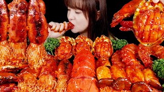 ASMR (요리먹방) 리얼 감칠맛 짱!! 매콤한 해물구이 먹방(랍스터테일, 전복, 새우,문어, 오징어와 팽이버섯, 새송이버섯) MUKBANG