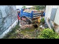 Wonderful Activity !! Landfill Stone Use Dump Truck 5Ton And Bulldozer Komatsu D20P Delete Flooded
