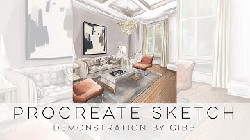 Procreate Perspective Digital painting of a fall living room.Time Lapsed video start to finish