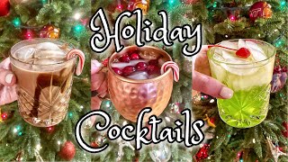 CHRISTMAS COCKTAILS! | Candy Cane Mocha Mudslide, Grinch Drink, and Candy Cane Cranberry Mule