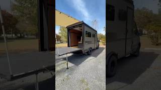 This box moving truck was converted to a stealth tiny home on wheels!