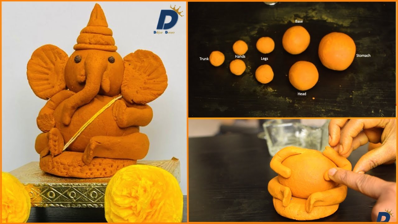 Easy Turmeric ganesha making in 10 min at home Ganesh idol making