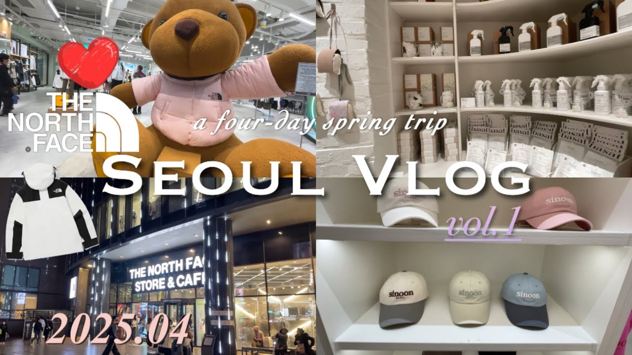 【韓国Vlog🇰🇷】春の韓国旅行1日目🌸ノースフェイスでお買い物♫明洞・東大門・ロッテマート