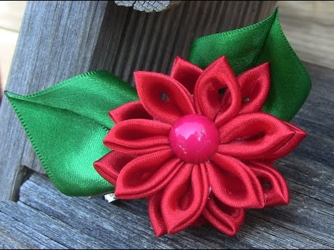 HOW TO MAKE ROLLED RIBBON ROSES- fabric flowers-Flor de Fita em ...