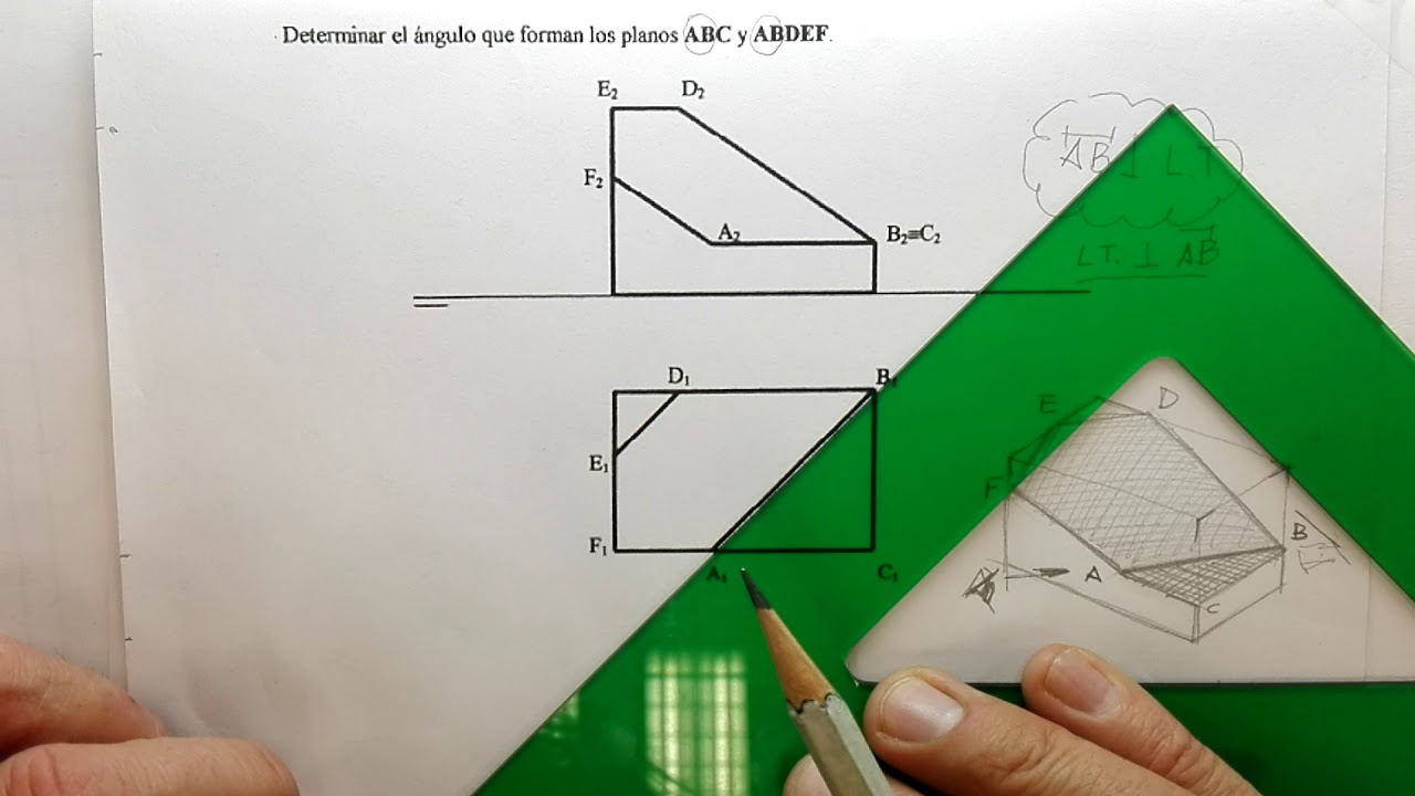 ANGULO ENTRE DOS PLANOS EN UNA PIEZA ( 1). Mediante Cambio de Plano