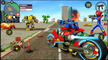 Robot Spider Stickman Rope Hero Bike Transform