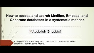 How to access and search Medline, Embase, and Cochrane databases in a systematic manner screenshot 4