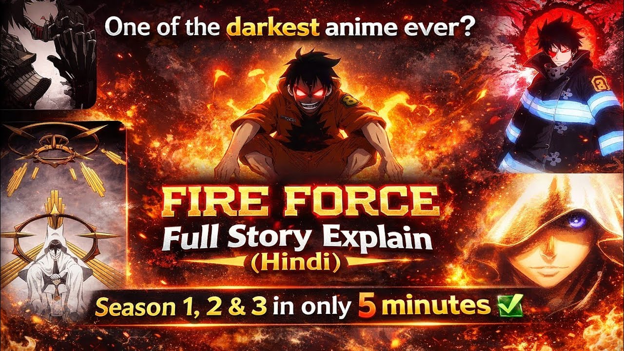Fire Force Full Story Explained (Hindi) 🔥 Season 1, 2 & 3 in 5 Minutes!