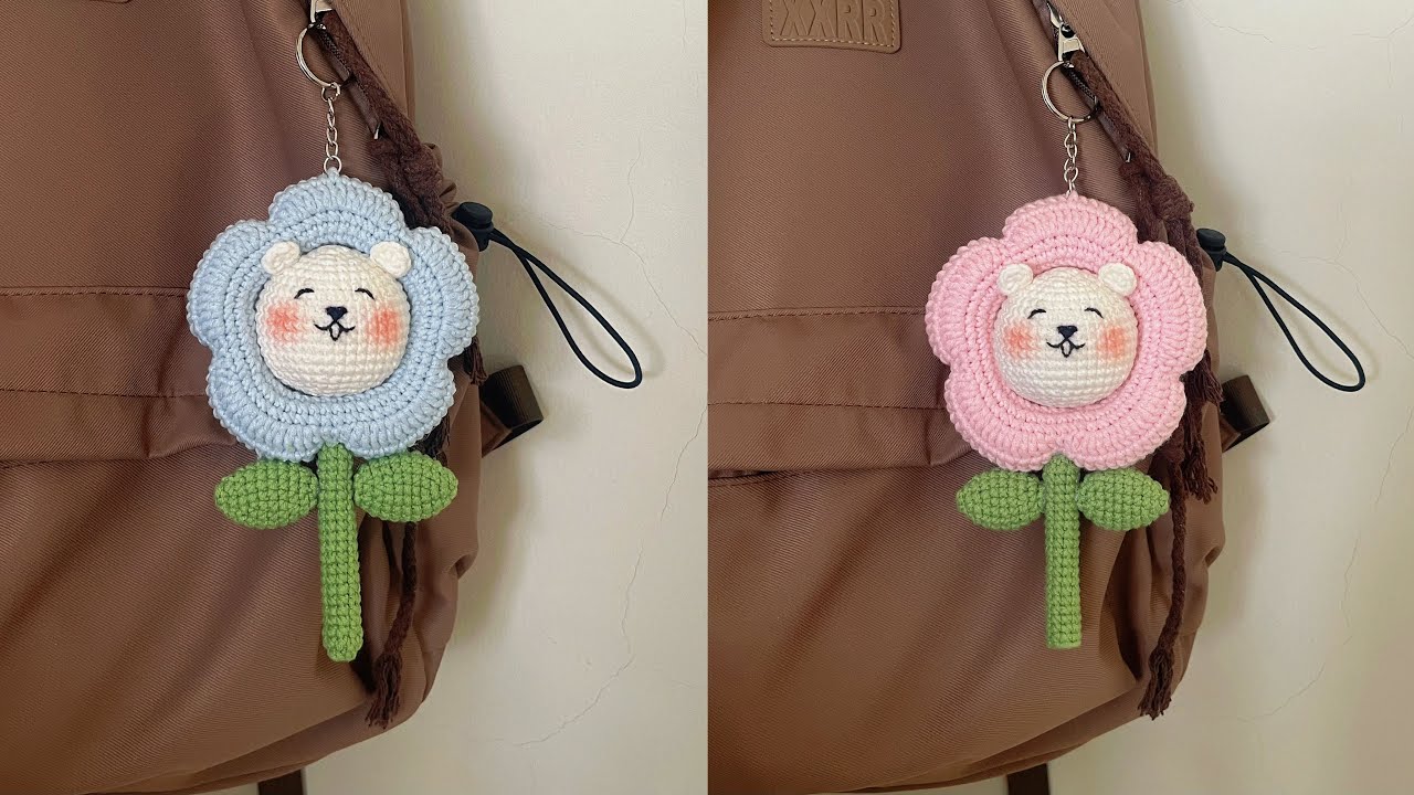 Móc bông hoa đầu gấu siêu đáng yêu