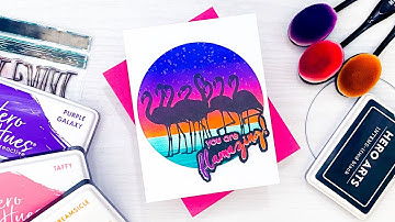 80s Flamingo Card Featuring the July 2022 My Monthly Hero Kit