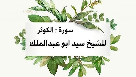 سورة الكوثر للشيخ سيد ابو عبدالملك