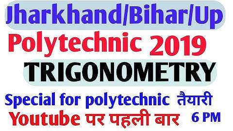 Bihar/Jharkhand/Up/Mp/Delhi/Uk Polytechnic Math Important Question Trigonometry By H2Ostudy |