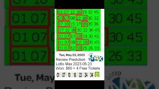 Review Prediction Canada Lotto Max for 2023-05-23 #lottomax #canada #lotto649