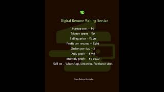 Start your resume writing business at zero investment . Turn your Creativity into profit today! 💰🔥