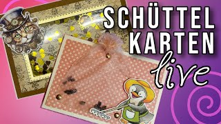 Schüttelkarte basteln mit Bärbel, Thjorben und Kater Lucifer