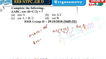 Complete the following triangle ABC cos (B +C/2)