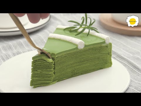 Matcha crepe cake ASMR