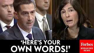 'Here's Your Own Words!': Tom Cotton Refutes Nominee's Claims With Her Own Past Statements