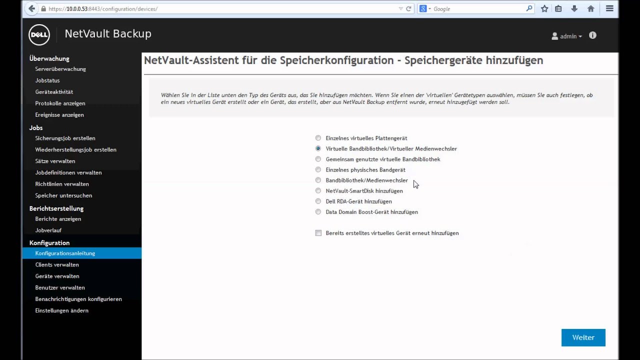Dell Software NetVault 10.0 Anlegen von Devices - YouTube