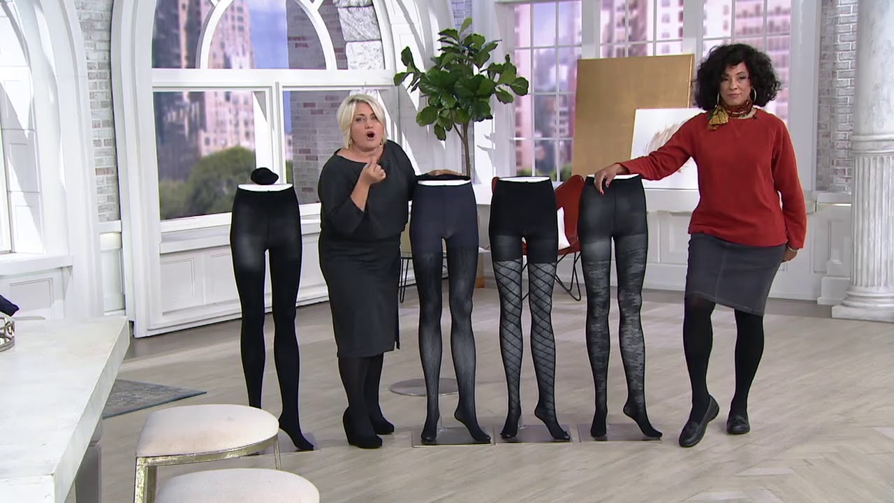 Legacy Control Top Solid Knit Patterned Tights 2 Pack On Qvc