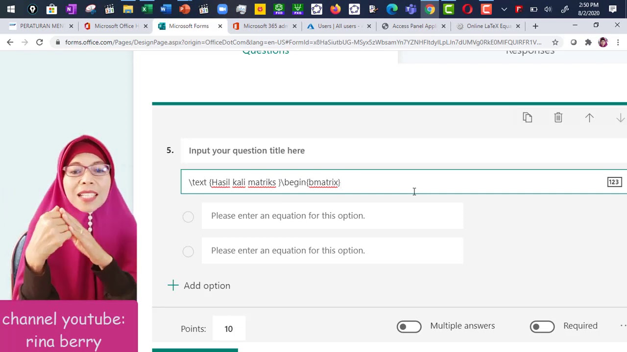 Tutorial cara mengetik soal matematika bentuk matriks atau matrix di