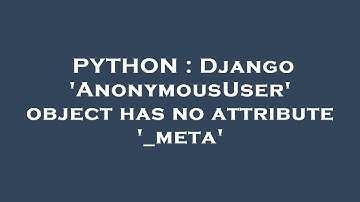 PYTHON : Django 