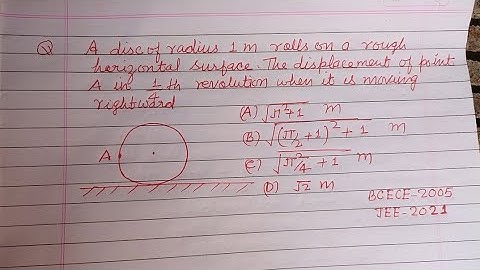 A disc of radius 1 m rolls on a rough horizontal surface the displacement... | jee mains physics