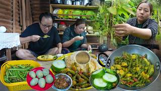 Harvesting Fresh Organic Beans & Cooking with Potatoes | From Garden to Village Kitchen