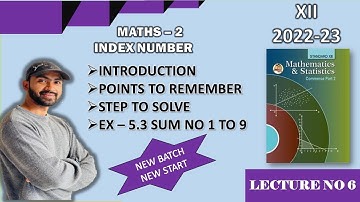 Index number|| Ex.5.3 (12th Commerce Maths-2)|New Syllabus 2022-23 ||Lecture 6 ||Siraj Shaikh