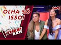 SIMONE E SIMARIA QUASE CAEM DA CADEIRA | THE VOICE KIDS | Mundo Gloob