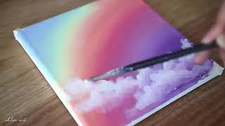 Dreamy day 🌈 Rainbow sky & clouds / step by step Acrylic painting #144