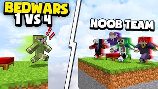 KHANGG BEDWARS SOLO 1 VS 4 CÙNG NOOB TEAM NHƯ HACKER *KHANGG CÂN CẢ NOOB TEAM SIÊU PRO ??