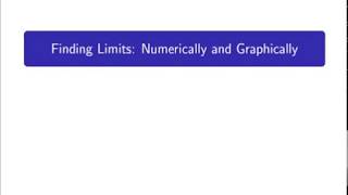 Finding Limits Numerically and Graphically (part 1)