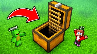 JJ and Mikey Build Secret TINY BASE Inside CHEST in Minecraft - Maizen