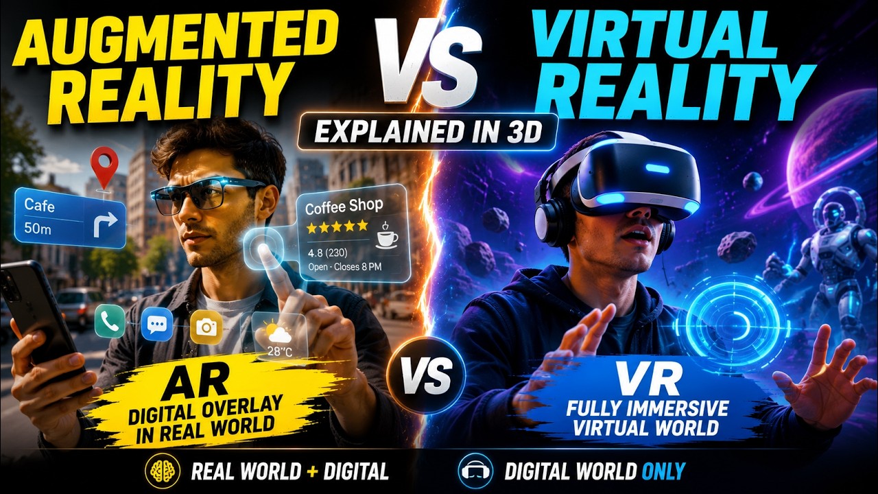 Augmented Reality vs Virtual Reality Explained | AR vs VR in 3D 🚀 | 3D ...