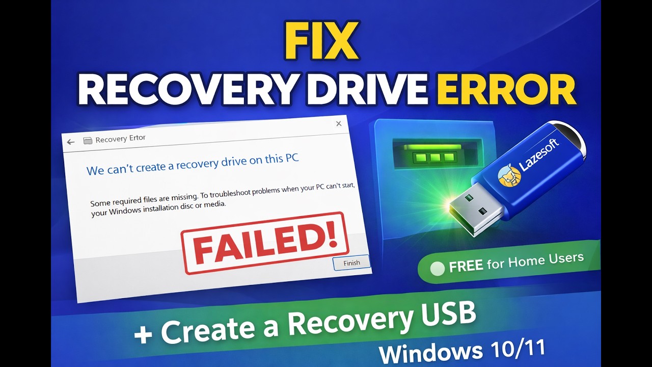 Fix “We Can’t Create a Recovery Drive on This PC” + Create a Recovery ...