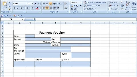 Creating a payment voucher in ms excel