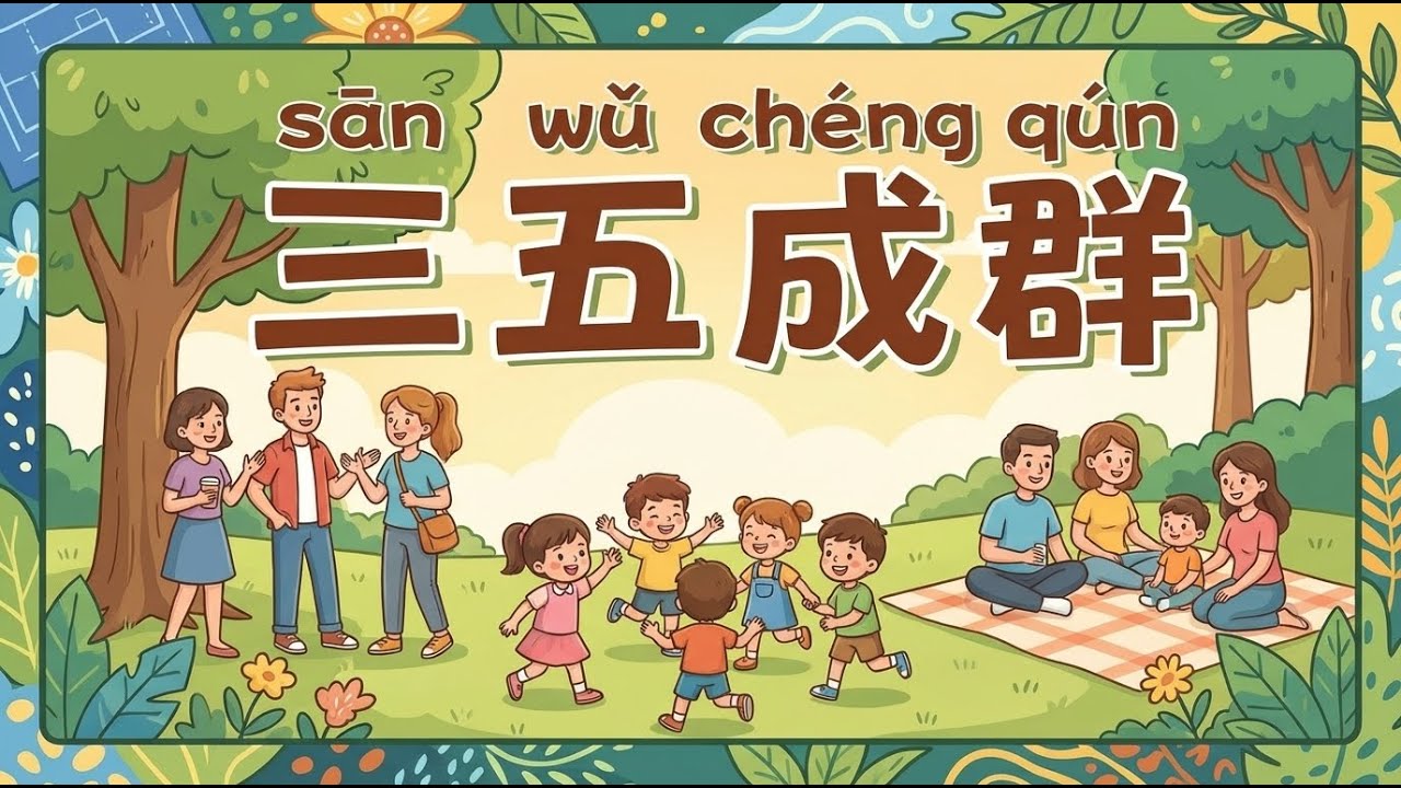 三五成群 (sān wǔ chéng qún) | 每天成语