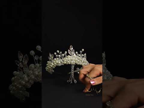 تاج پرنسسی عروس ترکیب مروارید و نگین سنگ درخشان   عروس تاج تاج عروس عروسی