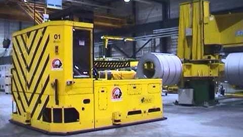 Steel coil handling AGV system with crabbing capabilities by Frog.