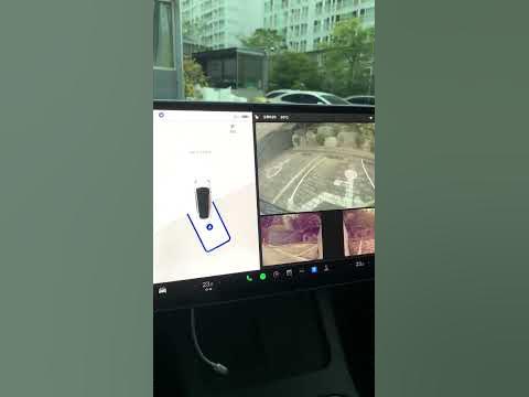 테슬라 자동주차(미국차 답게 미국에는 별로 없는 주차턱을 라인으로 인식) - Youtube