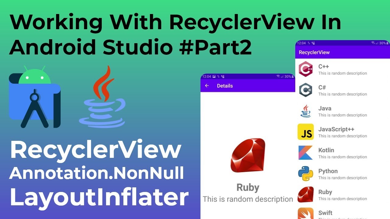 Part 2 RecyclerView Di Android Studio Development Tutorial Designed For ...
