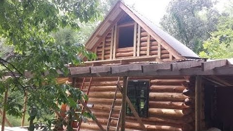 Off Grid Log Cabin Build #32 Board and Batten Gable